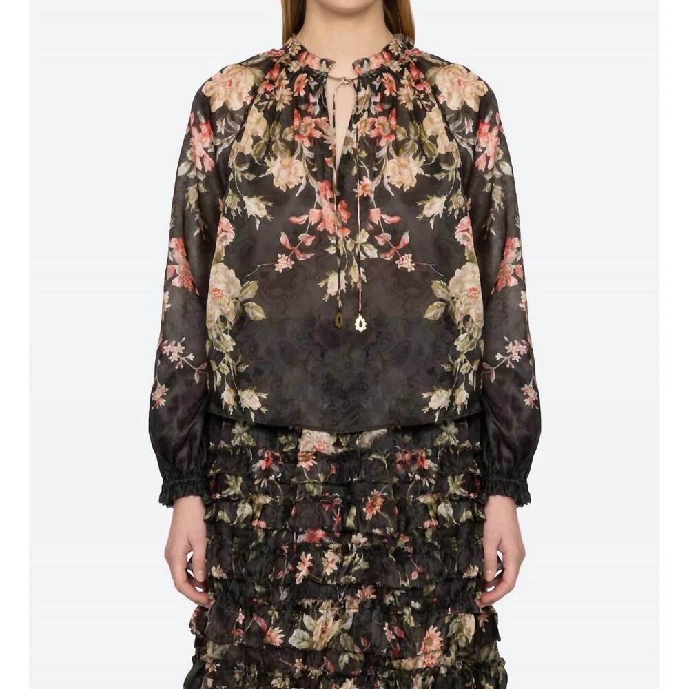 NEW SEA jolie print long sleeve top in multi